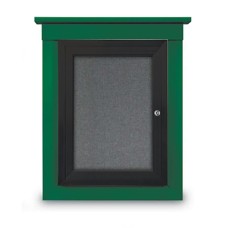 United Visual Products 60"x36" 2-Door Enclosed Letterboard, Green Vinyl/Lt Oak UV2625O-LTOAK-HUNGRN